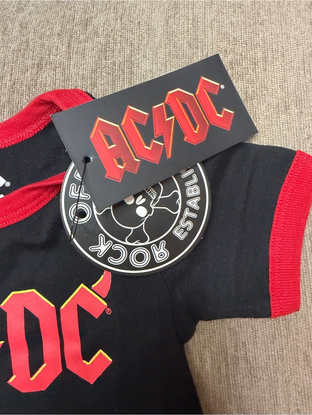 NWT AC/DC Black with Red Trim Onsie - Picture 4 of 5